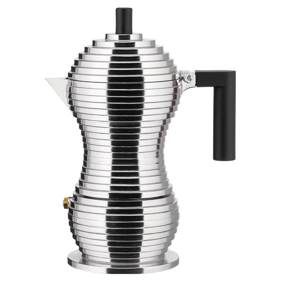 Pulcina Magnetboden Espressokocher von Alessi Schwarzer Griff