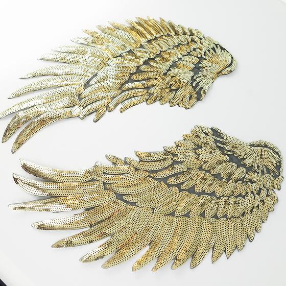 goldmarie Pailletten Patches FLÜGEL PAAR - gold - 15x33cm