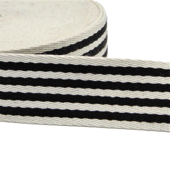 Gurtband Just Stripes 38mm - schwarz cremeweiß
