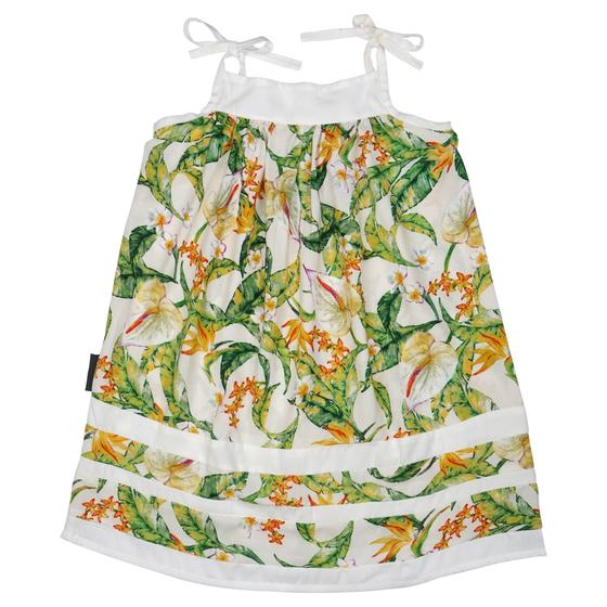 goldmarie Kinderkleid LACE Blumenmuster weiß-grün-orange