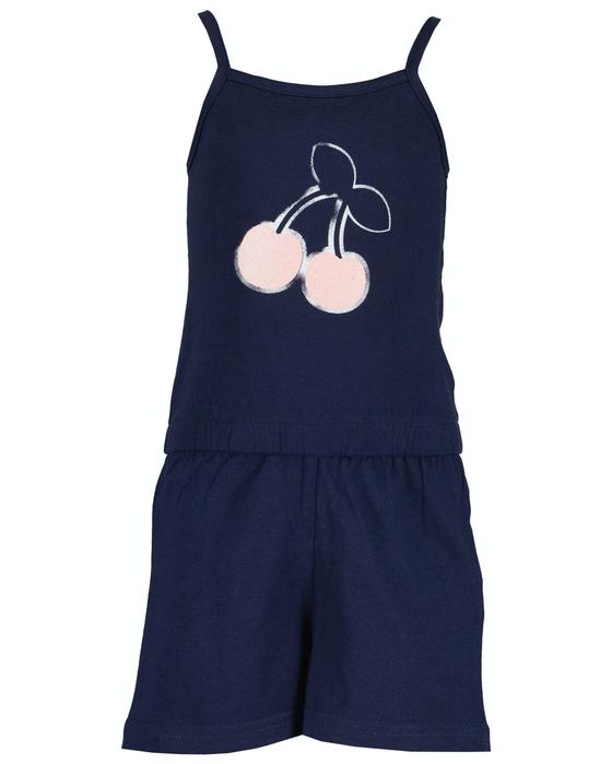 Träger-Jumpsuit "Kirschen", reine Baumwolle, dunkelblau