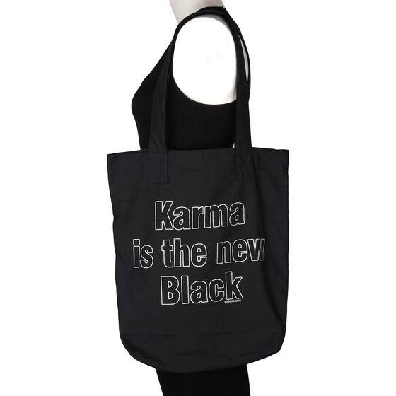 goldmarie Stoffbeutel KARMA IS THE NEW BLACK schwarz-silber - 37x14cm