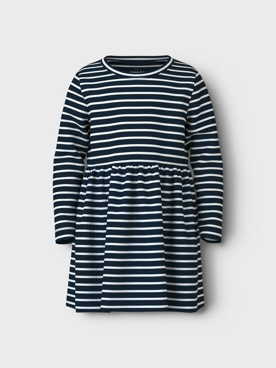 Name It Ripp Kleid Langarm Dark Melange Bright White