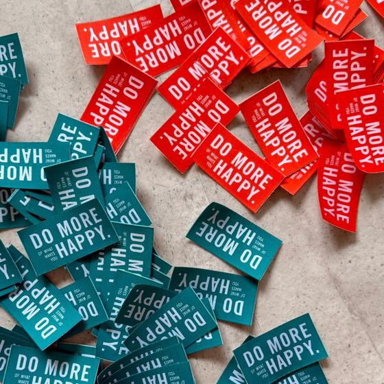 Patch #mehrEtikette 2er Set "Do more of what makes you happy" - teal orange