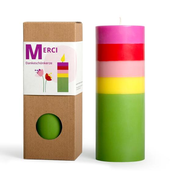 Große bunte Kerze Merci