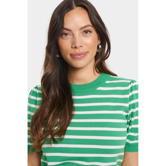 SAINT TROPEZ MilaSZ SS Striped Pullover 30513768 - grün-weiß