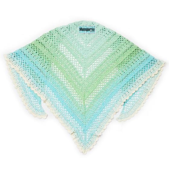 goldmarie Häckelponcho Tuch MOINGIORNO Leo Label - mint-hellblau-creme 
