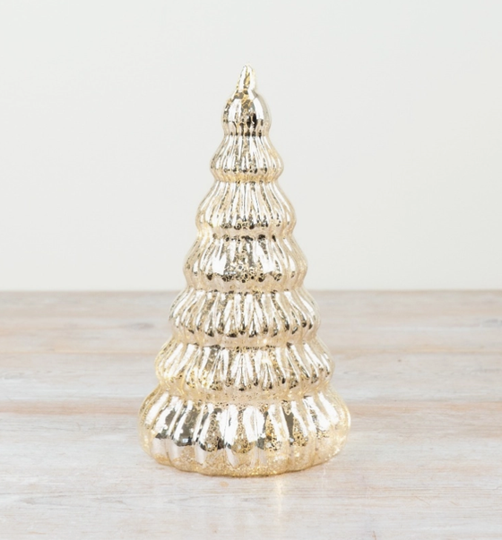 Beleuchtete Dekoration | LED Glas Leuchtbaum - Gold