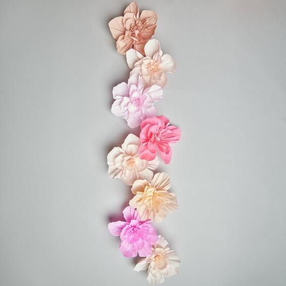 RICO DESIGN Krepp-Papier-Blüten - rosa-coralle-pastel - 8er Set