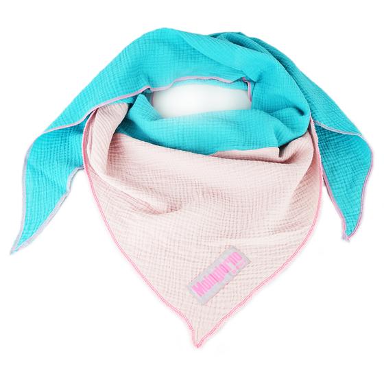 goldmarie Tuch MOINGIORNO - zweifarbig - Baumwolle - aqua-rosa