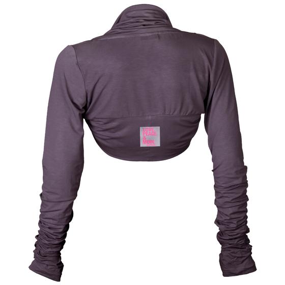 goldmarie Bolero Jacke Short LOVE PEACE MOIN Label grau-pink - grau-flieder 