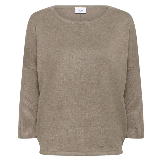 SAINT TROPEZ MilaSZ R-Neck Pullover 30500003 - beige-braun melange