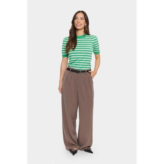 SAINT TROPEZ MilaSZ SS Striped Pullover 30513768 - grün-weiß