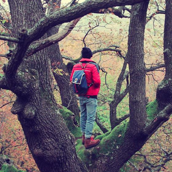 Ykra Matra Blue Leather Strap and Bottom Backpack 14L