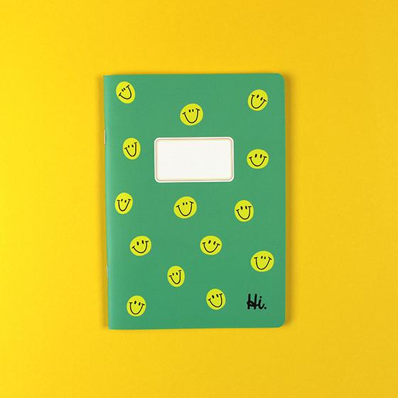 ava&yves Notizheft A5 Grün mit gelben Smiles