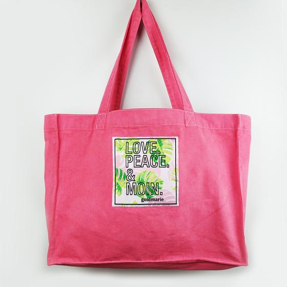 goldmarie Canvas Tasche LOVE PEACE MOIN - Monstera Motiv - pastell pink 