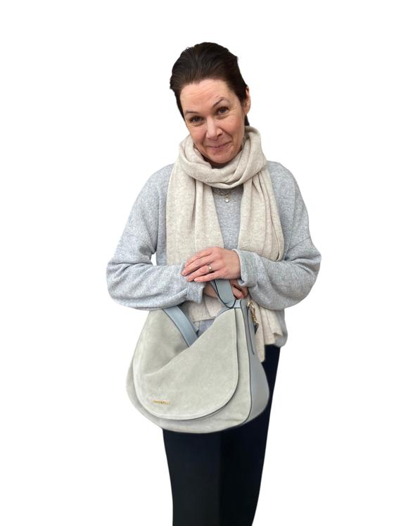 Coccinelle Handtasche Velour grau