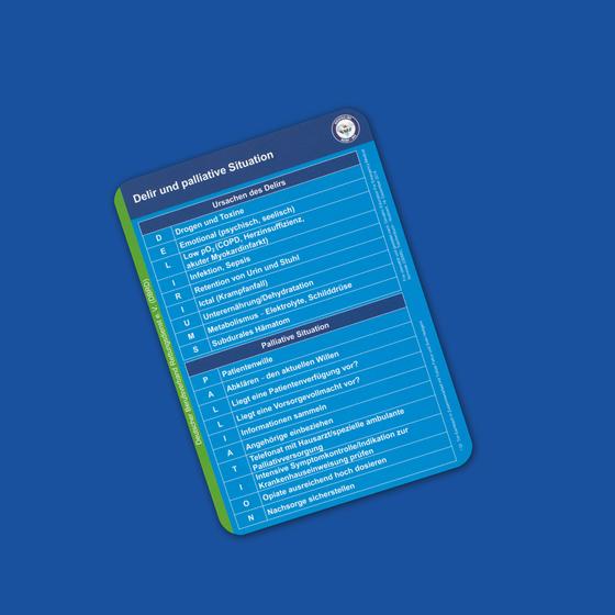 Taschenkarte GEMS - Delir und palliative Situation/ akut dekomp. Herzinsuff und Sepsis, beide Seiten