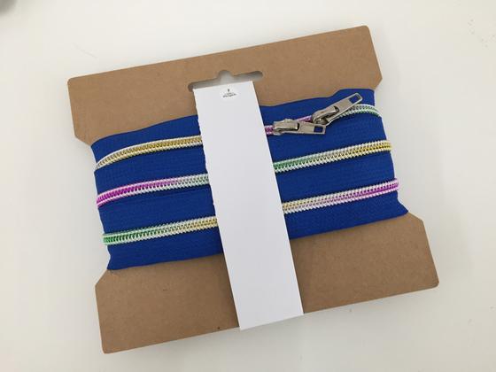 1m Endlosreißverschluss metallic royalblau