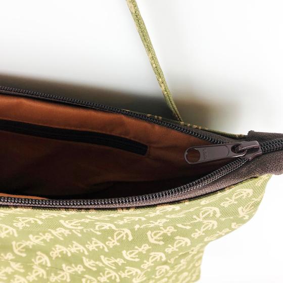 goldmarie Handtasche MOINGIORNO Canvas Anker Muster - olive-sand - 30x14cm