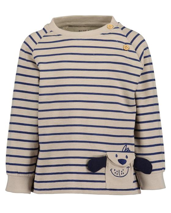 Langarmshirt "Hund", Baumwolle, kiesel