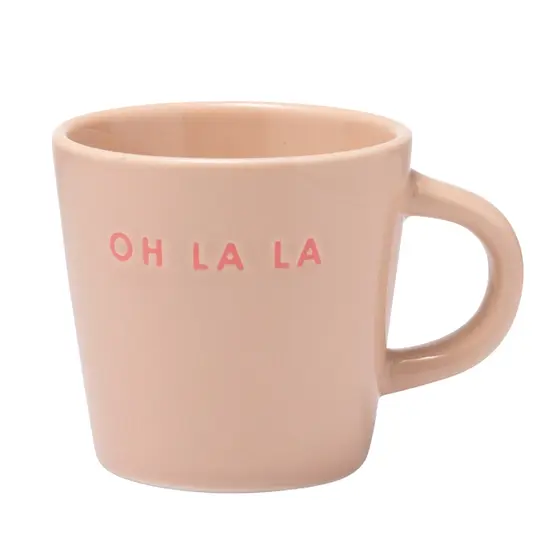 VONDELS Keramik Espresso Tasse OH LA LA - beige - 80ml - 2er Set