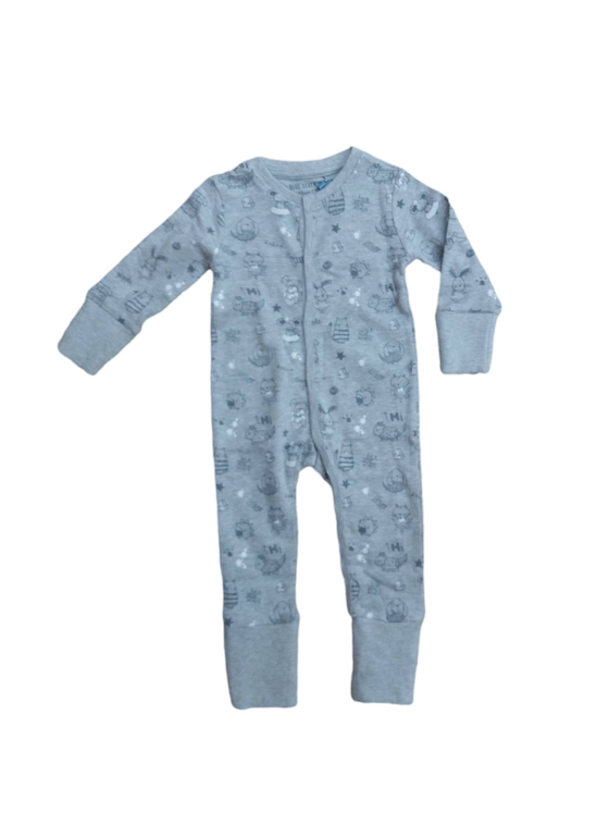 Schlafanzug mit Umschlagbündchen, grau