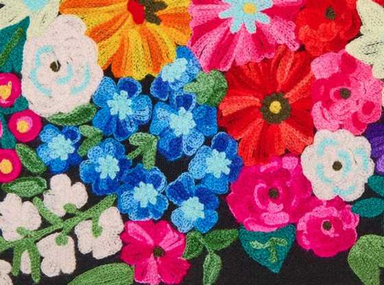 By Vivi. Kissen BLUMEN - schwarz-bunt - 60x40cm