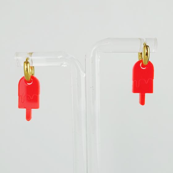 goldmarie Plexi Ohrringe MINI EIS AM STIEL - neon pink - 2cm