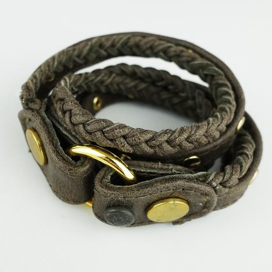 goldmarie Wickelarmband STRINGS Leder dunkelbraun gold