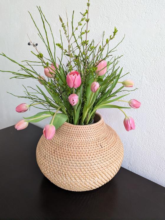 Vase aus Rattan groß 