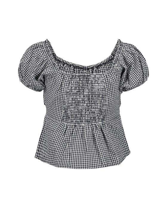 Karo-Bluse, Baumwolle, nachtblau