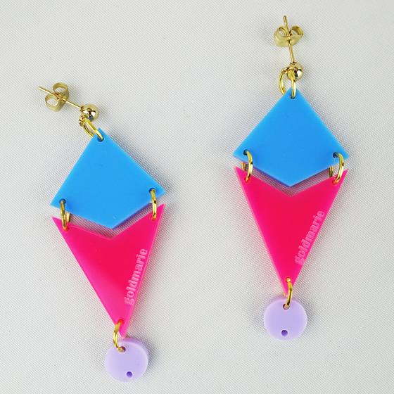 goldmarie Plexi Ohrringe Sydney - Nr 2601 - hellblau-lavendel-pink