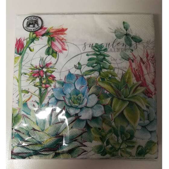 Serviette | Papier-/ Lunchserviette Michel Design Works - Pink Cactus / 33x33cm