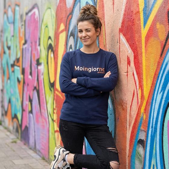 goldmarie Sweatshirt MOINGIORNO dunkelblau-kupfer mit Glanz 