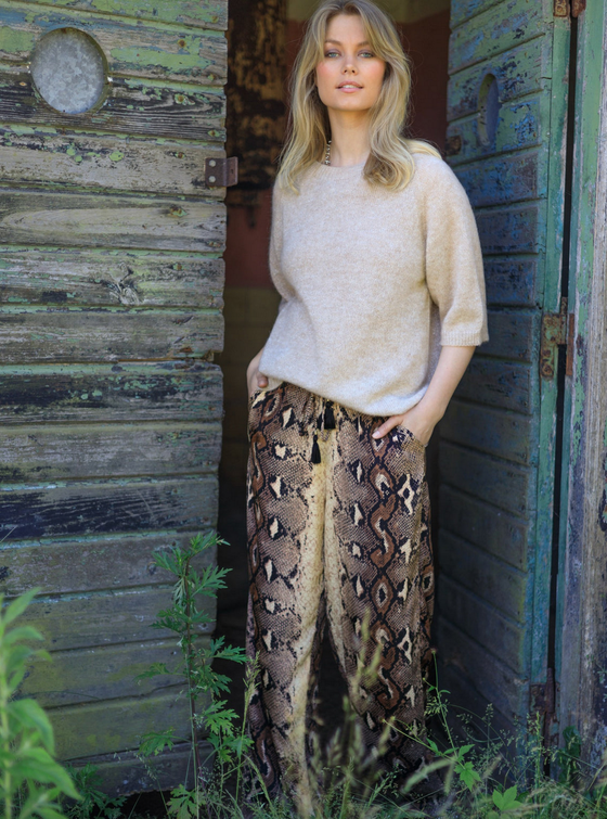 BLACK COLOUR Hose BCLuna Schlangenmuster 39177-PY - cappuccino-beige-schwarz