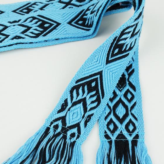 SOAKED Gürtel WILLOW BELT 30402058 - gemustert mit Fransen - -schwarz-hellblau 