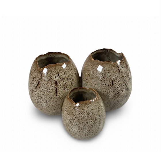 Dekoratives Gefäß |  Frühlingsdekoration / Pot Tripple Egg Mottled - Nature 