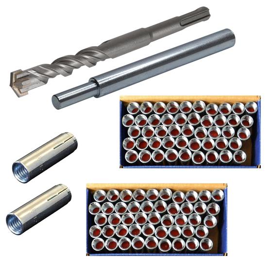 Beton Befestigungsset für Kernbohrständer<br>Bohrdurchmesser 15 mm<br>100 Dübel