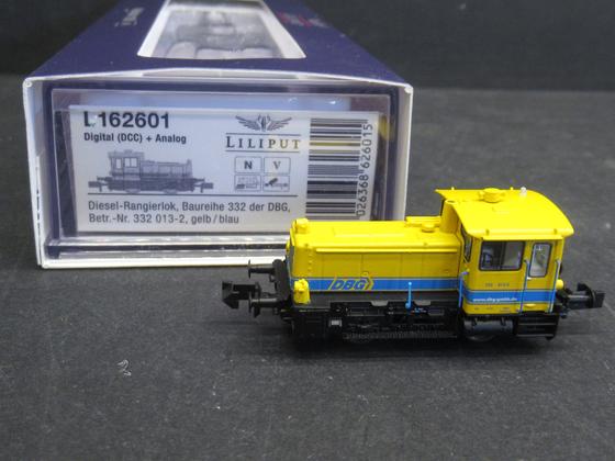 Liliput L 162601 Diesel Rangierlok Köf  BR 332 DBG gelb/blau Decoder elektronische Kupplung Spur N OVP