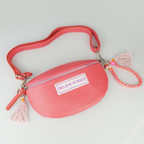 goldmarie Gürteltasche HIPBAG I BELIEVE IN DISCO - Leder - koralle - 24x15cm