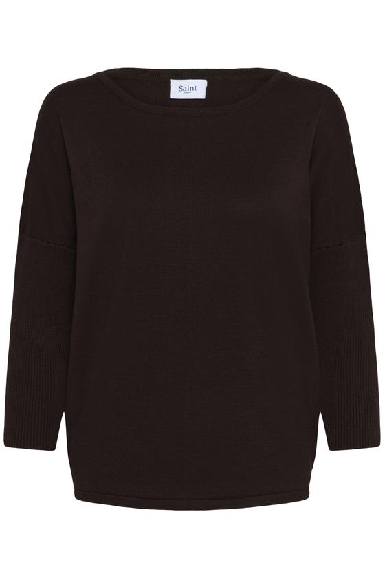 SAINT TROPEZ MilaSZ R-Neck Pullover 30500003 - schoko-braun