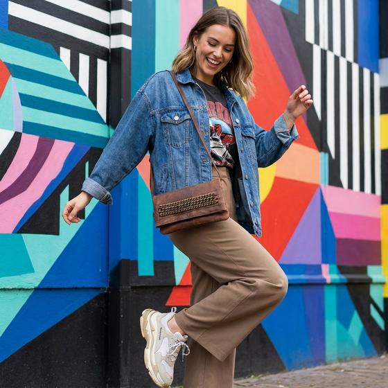 goldmarie Handtasche CHAIN WALLET Leder braun-brass