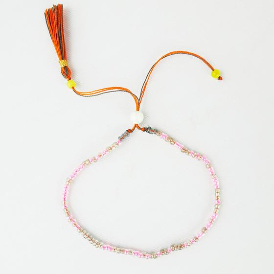 goldmarie Freundschaftsarmband LILLY - mit Perlen - rose-grau-orange 
