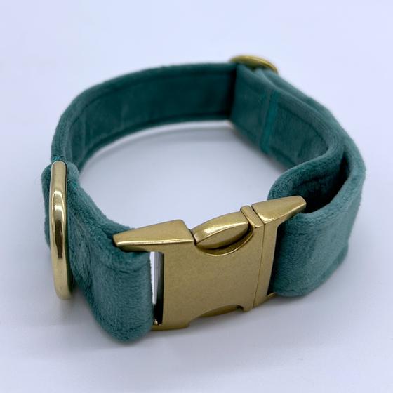 Halsband S - Samt meergrün