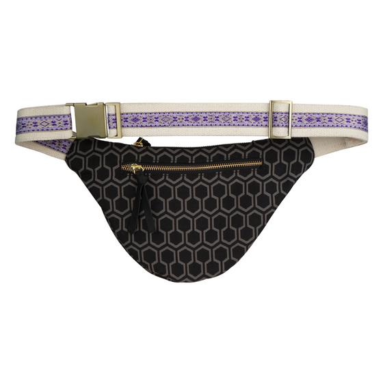 goldmarie Gürteltasche "Hipbag Sixtie Two" mit PomPom grau-schwarz-flieder