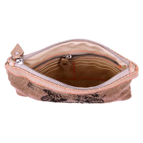 goldmarie Kosmetik-Reisetasche Jute KRAKE HAMBURG Motiv  - natur-beige - 24x18cm