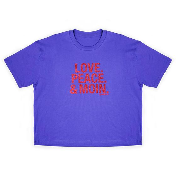 goldmarie LOVE PEACE MOIN T-Shirt - blau-rot mit Glitzer 