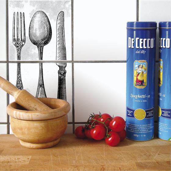 boubouki Fliesenaufkleber SILVER Besteck