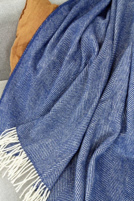 Decke | Decke | Wolldecke / Kuscheldecke Herringbone - Baltic sea